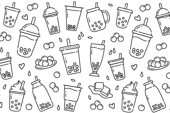 Boba Drink Doodle Hand Drawn Graphics