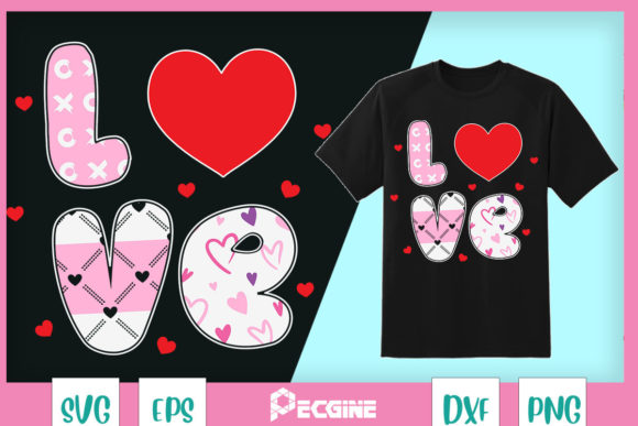 Cute Love Letters Graphics for T-Shirt Designs