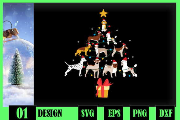 Dog Christmas Tree Lights Dog Lover Graphics