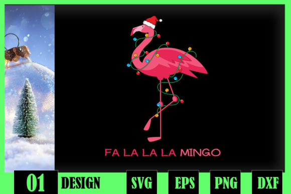 Fa La La La Mingo Flamingo Christmas Graphics and Crafts