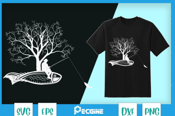 Fish Island Art Surreal Carp Fisherman Graphics
