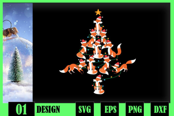 Fox Christmas Tree Foxes Xmas Graphics & Crafts