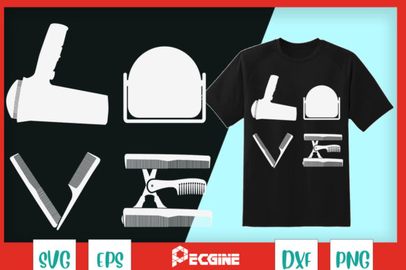 Hairdryer Scissors Barber Hair Brush Graphics
