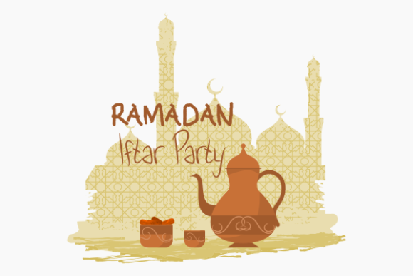 Iftar Party Dates and Coffee with Mosque Graphics