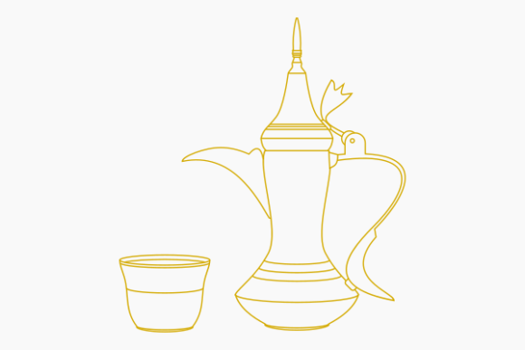 Outline Style Traditional Arab Coffee Graphics
