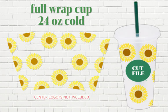 Seamless Full Wrap Sunflower Starbucks Graphics & Crafts