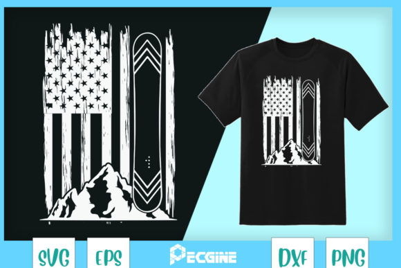 Skiing Snowboard American Flag Graphics