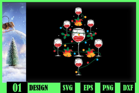 Wine Christmas Tree Lights Graphics & Crafts